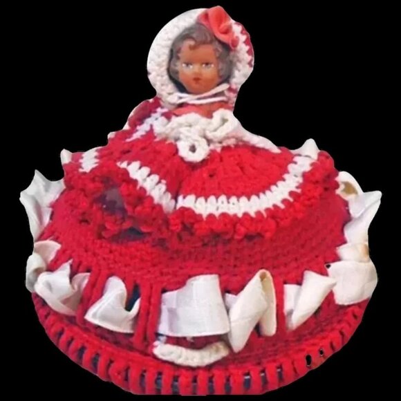 Vintage Half Doll Vanity Box / Powder Jar / Trinket Box / Dresser Jar - Picture 3 of 11